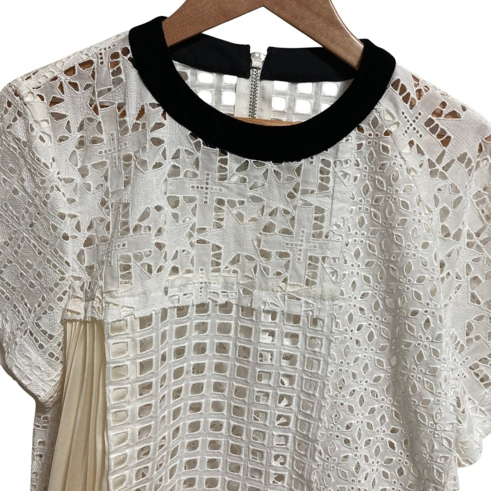 美品 sacai サカイ Embroidery Lace Top レースブラウス 21-05465