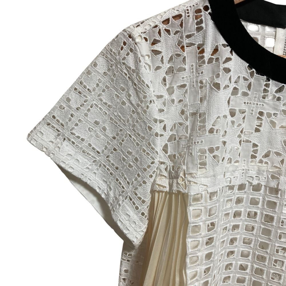 美品 sacai サカイ Embroidery Lace Top レースブラウス 21-05465