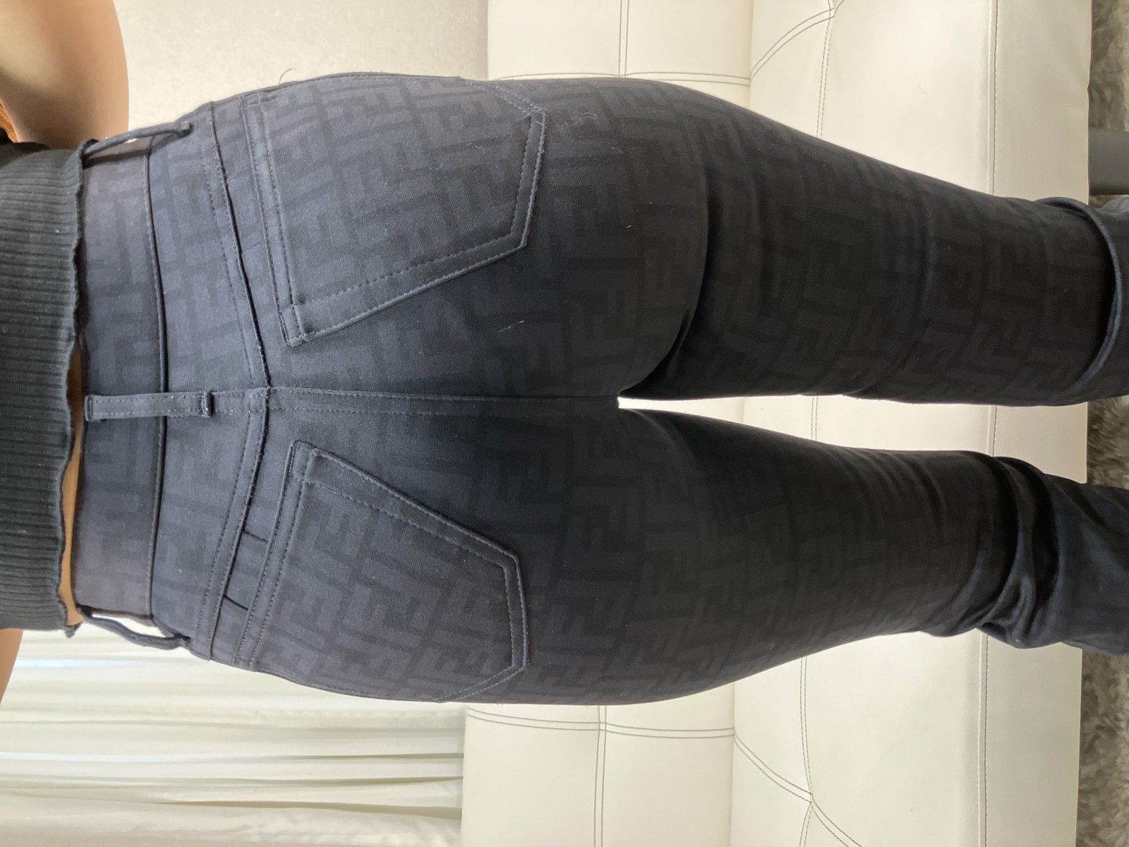 FENDI Jeans フェンディ ズッカ柄 FF総柄 ストレッチ パンツ ブラック 27 41 イタリア製 スキニー スリム レディース ヴィンテージ モノグラム