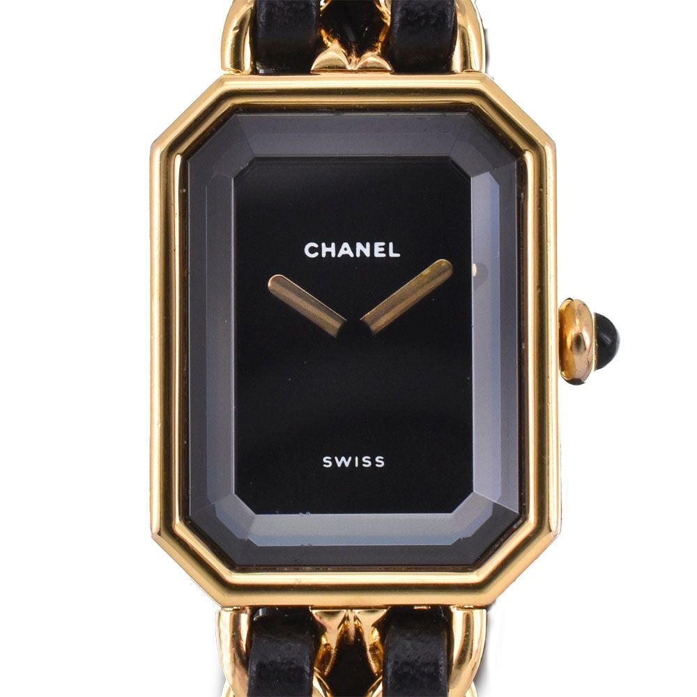 値下 シャネル CHANEL H0001 プルミエール S GP/レザー クォーツ レディース 良品 H#143779