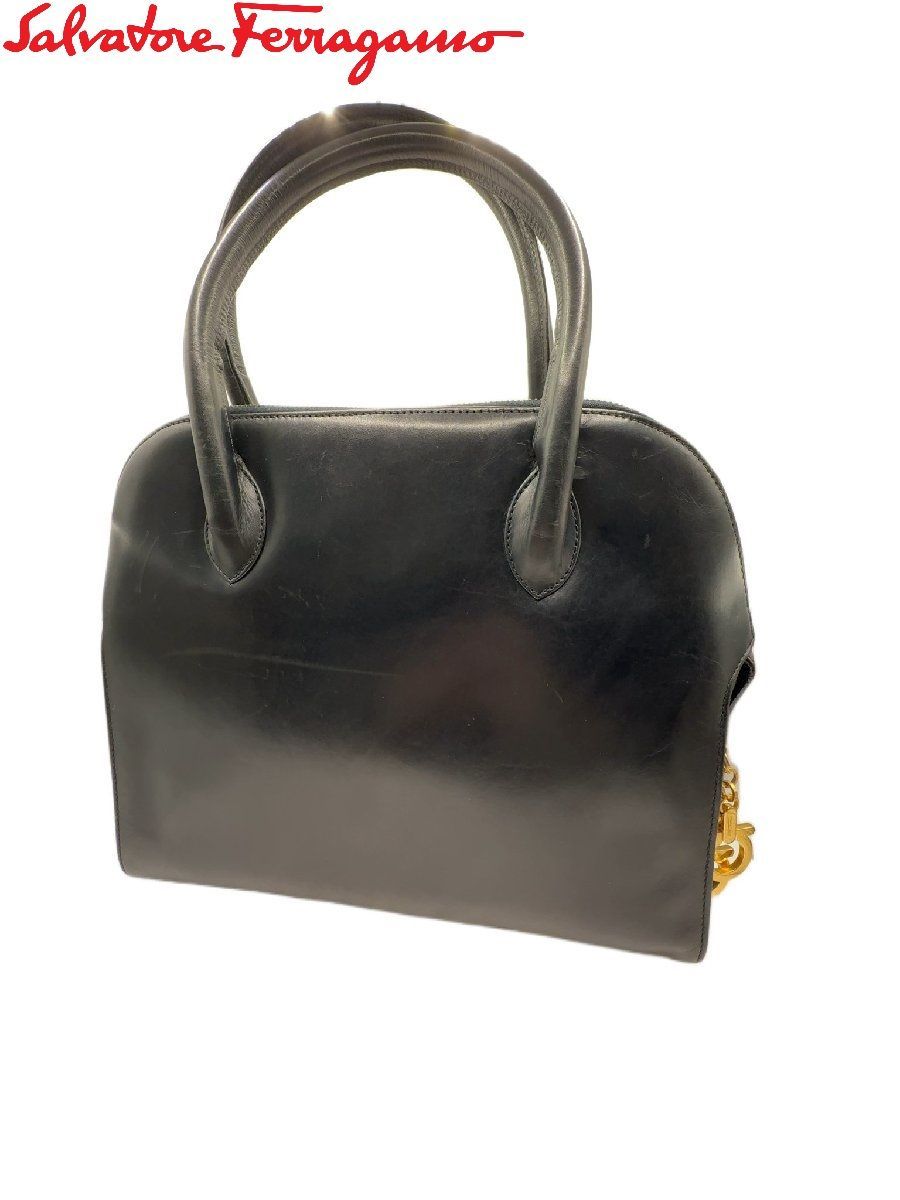【M】Salvatore Ferragamo サルヴァトーレ・フェラガモ 革ガンチーニ ハンドバッグ ブラック/mo-A-213-5912-10.9/正規品/本物/革/丸み/フォルム/上品/クラシカル 24,819円
