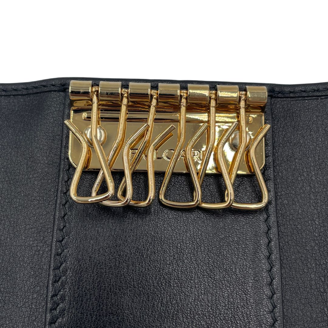 BVLGARI ブルガリ キーケース レザー ブラック ゴールド金具 6連キー
