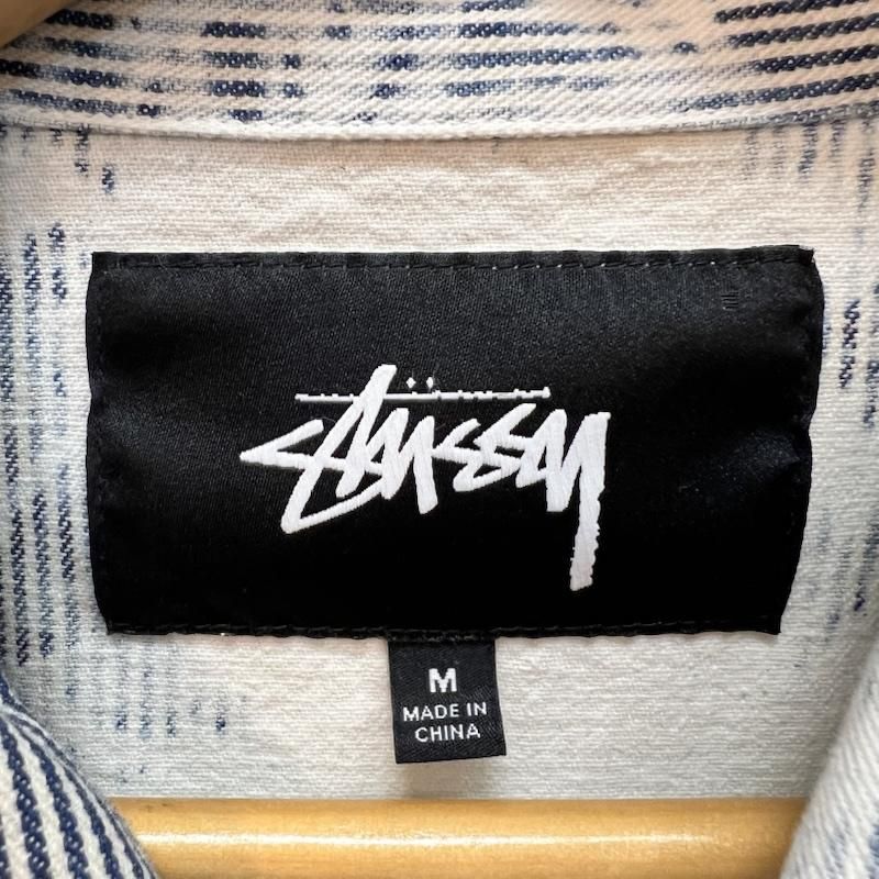 STUSSY ヒッコリーストライプ ガレージジャケット ブリーチ加工 Mサイズ ステューシー ブリーチ加工 ヒッコリーストライプ ガレージジャケット