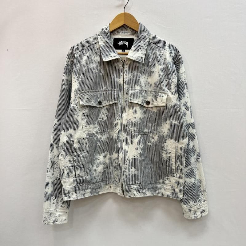 STUSSY ヒッコリーストライプ ガレージジャケット ブリーチ加工 Mサイズ ステューシー ブリーチ加工 ヒッコリーストライプ ガレージジャケット