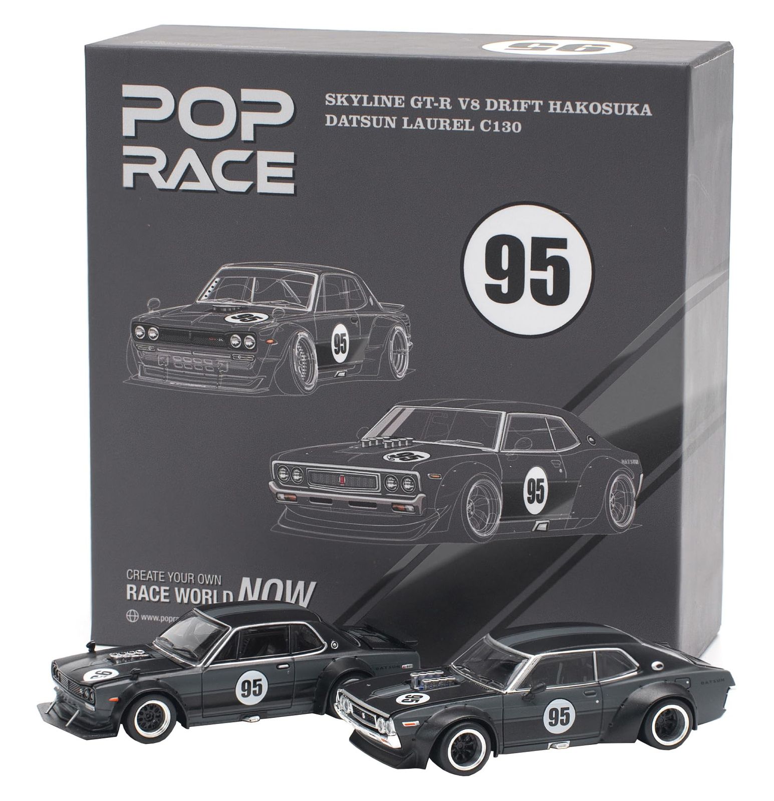 ジェネシスカンパニー (Genesis Company) POP RACE 1/64 LAUREL C130 TCS2025 1/64 SKYLINE GT-R V8 DRIFT (HAKOSUKA) TCS2025 完成品 PR640351 PR640352
