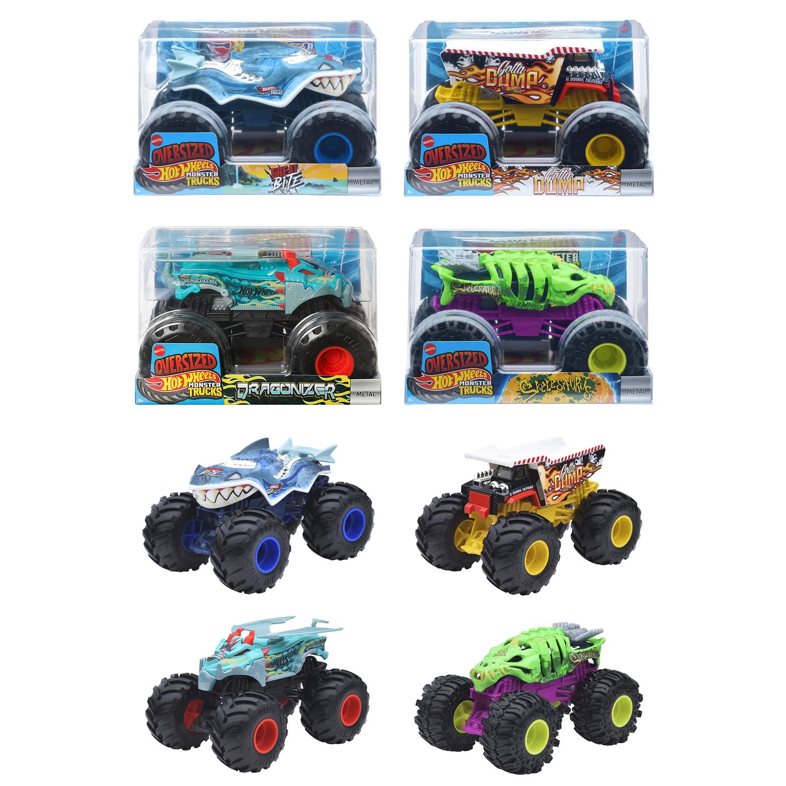 ホットウィール(Hot Wheels) モンスタートラック ビッグサイズ アソート 乗り物おもちゃ １:24 ミニカー 4台入り BOX販売 3歳から マルチ 987K-FYJ83