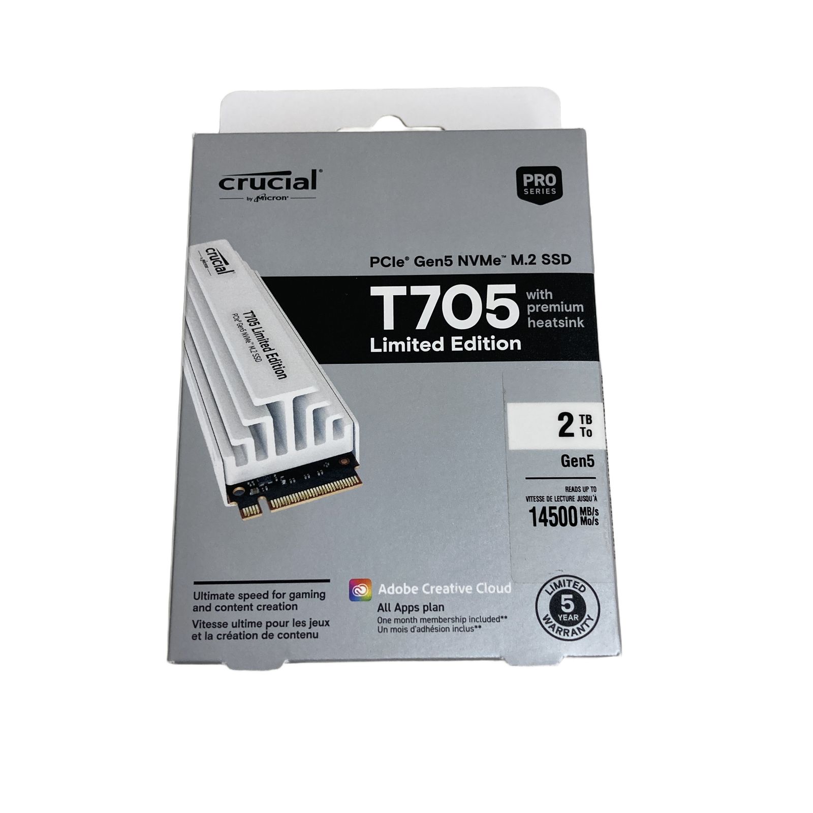 Crucial T705 PCIe 5.0 NVMe M.2 SSD with limited edition 2TB クルーシャル PCパーツ 未開封 T10920897