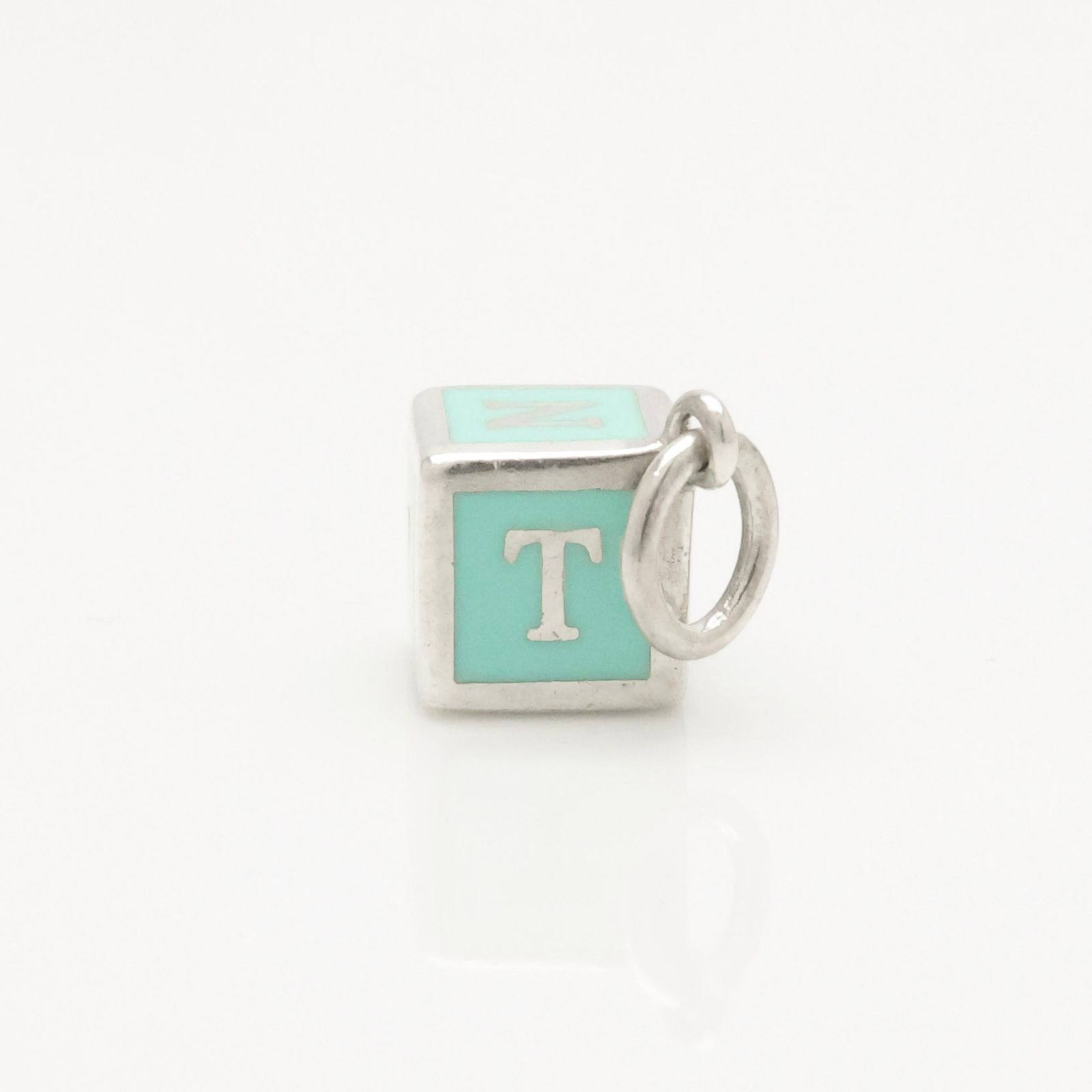 【美品】ティファニー TIFFANY&Co. NY T&CO ブルー エナメル ブロック キューブ チャーム AG925