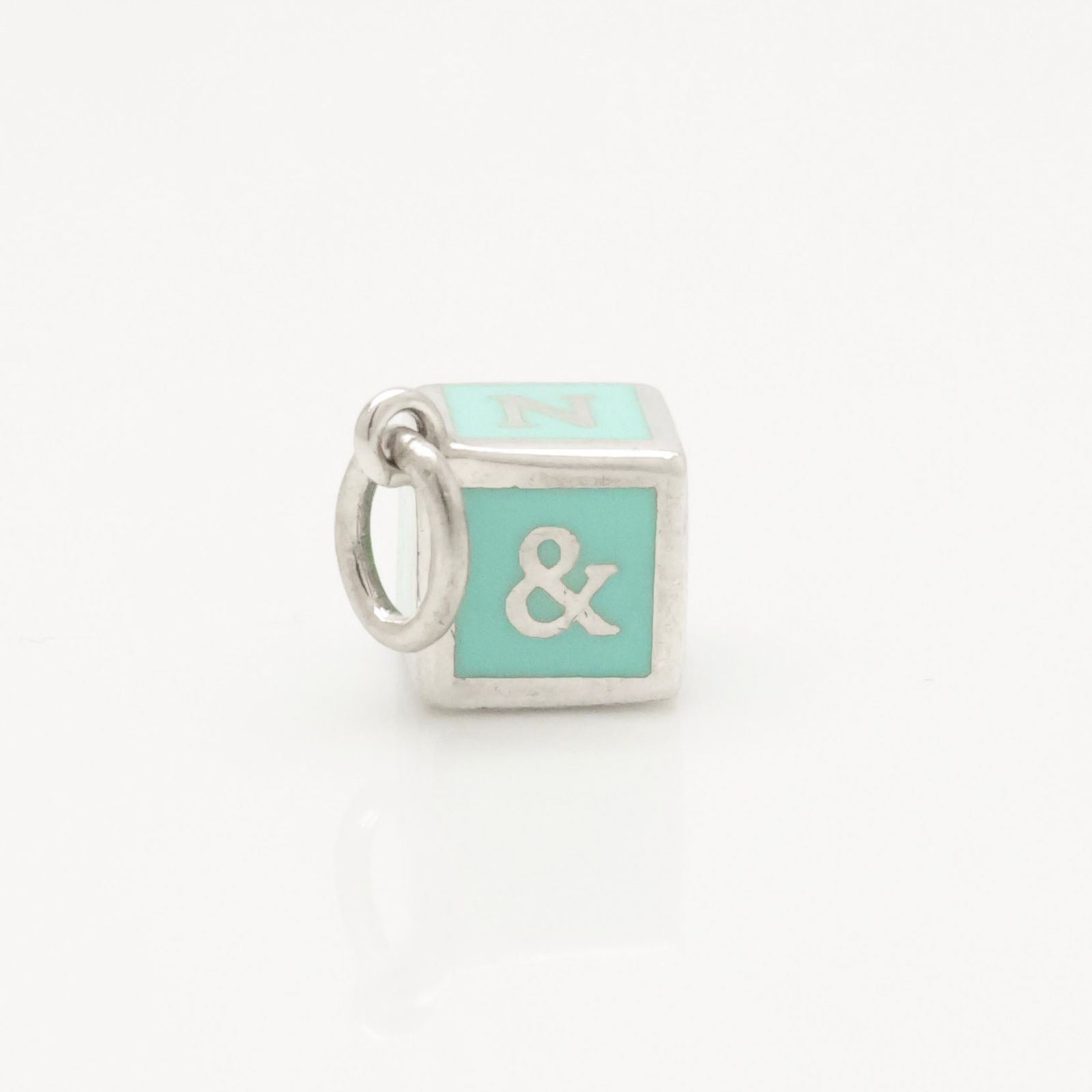 【美品】ティファニー TIFFANY&Co. NY T&CO ブルー エナメル ブロック キューブ チャーム AG925