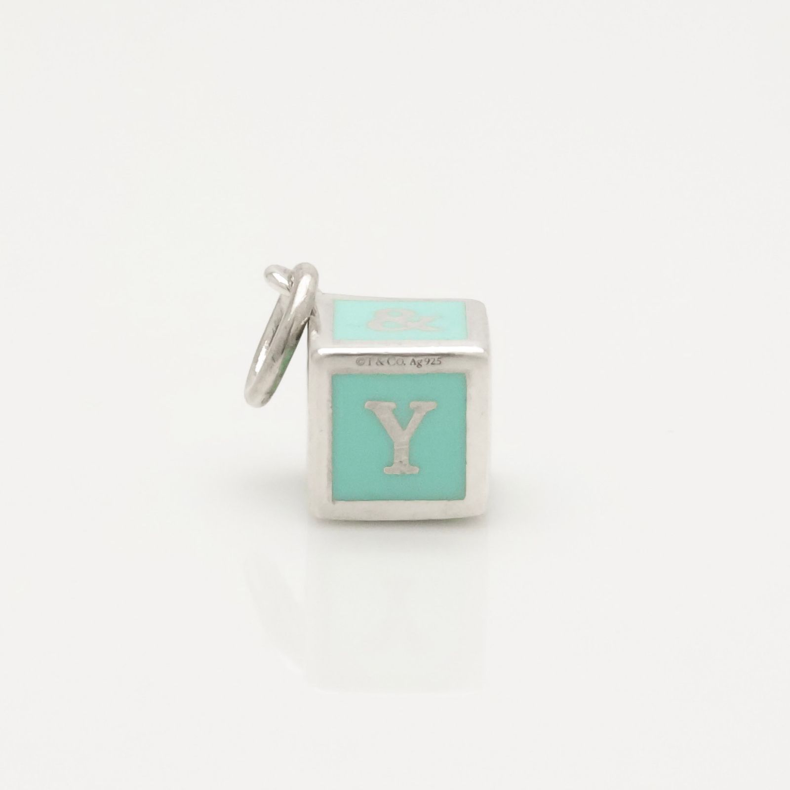 【美品】ティファニー TIFFANY&Co. NY T&CO ブルー エナメル ブロック キューブ チャーム AG925