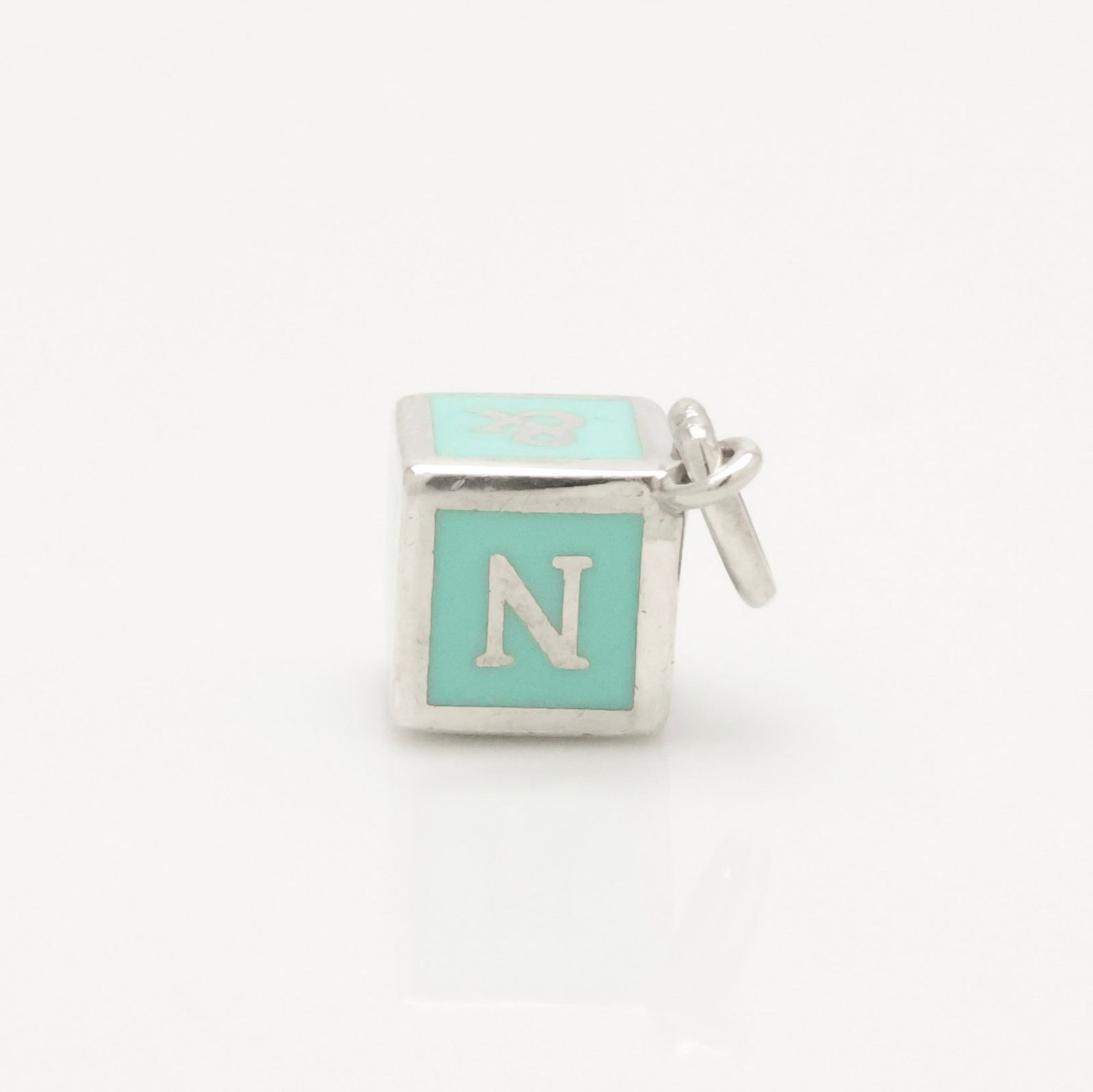【美品】ティファニー TIFFANY&Co. NY T&CO ブルー エナメル ブロック キューブ チャーム AG925