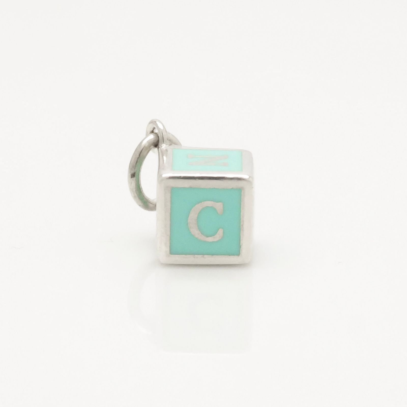 【美品】ティファニー TIFFANY&Co. NY T&CO ブルー エナメル ブロック キューブ チャーム AG925
