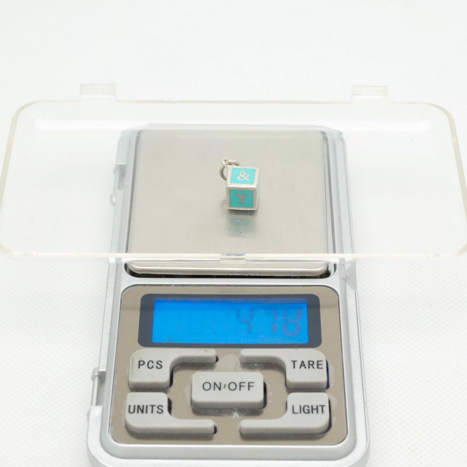 【美品】ティファニー TIFFANY&Co. NY T&CO ブルー エナメル ブロック キューブ チャーム AG925
