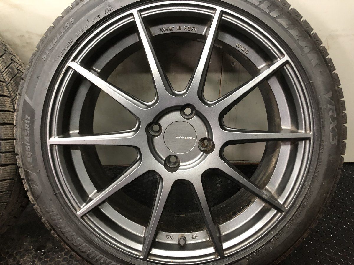 【BS BLIZZAK VRX3 205/45R17】スタッドレス【POTENZA SW010 ポテンザ 17インチ 7J4HPCD100+43】23年 バリ溝 軽量 ロードスター等 (STZ179) 【BS BLIZZAK VRX3 205/45R17】スタッドレス【POTENZA SW010 ポテンザ 17インチ 7J4HPCD100+43】23年 バリ溝 軽量 ロードスター等 (STZ179)