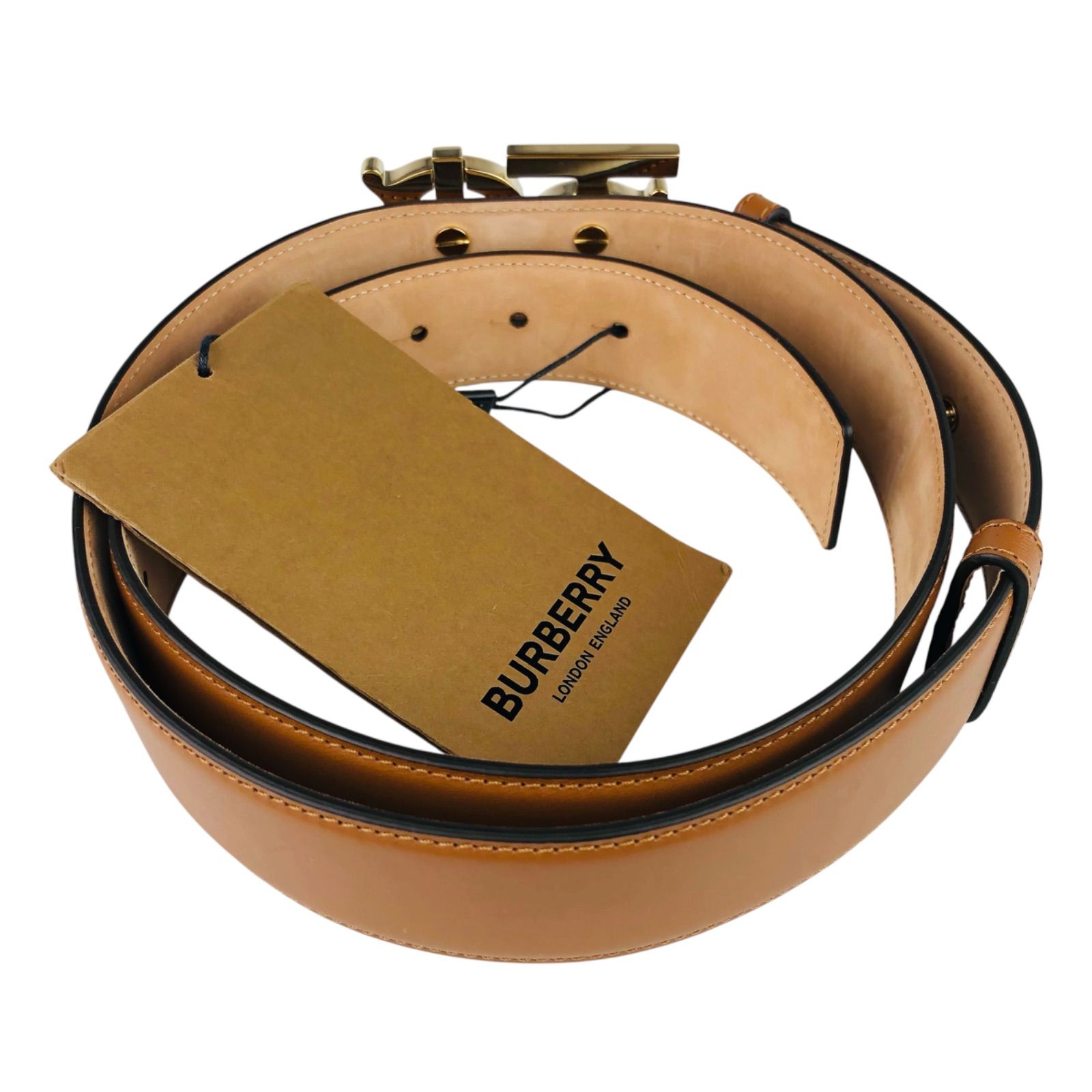 新品未使用☆BURBERRY☆バーバリー・メンズ レザー メタルダブルTBロゴ