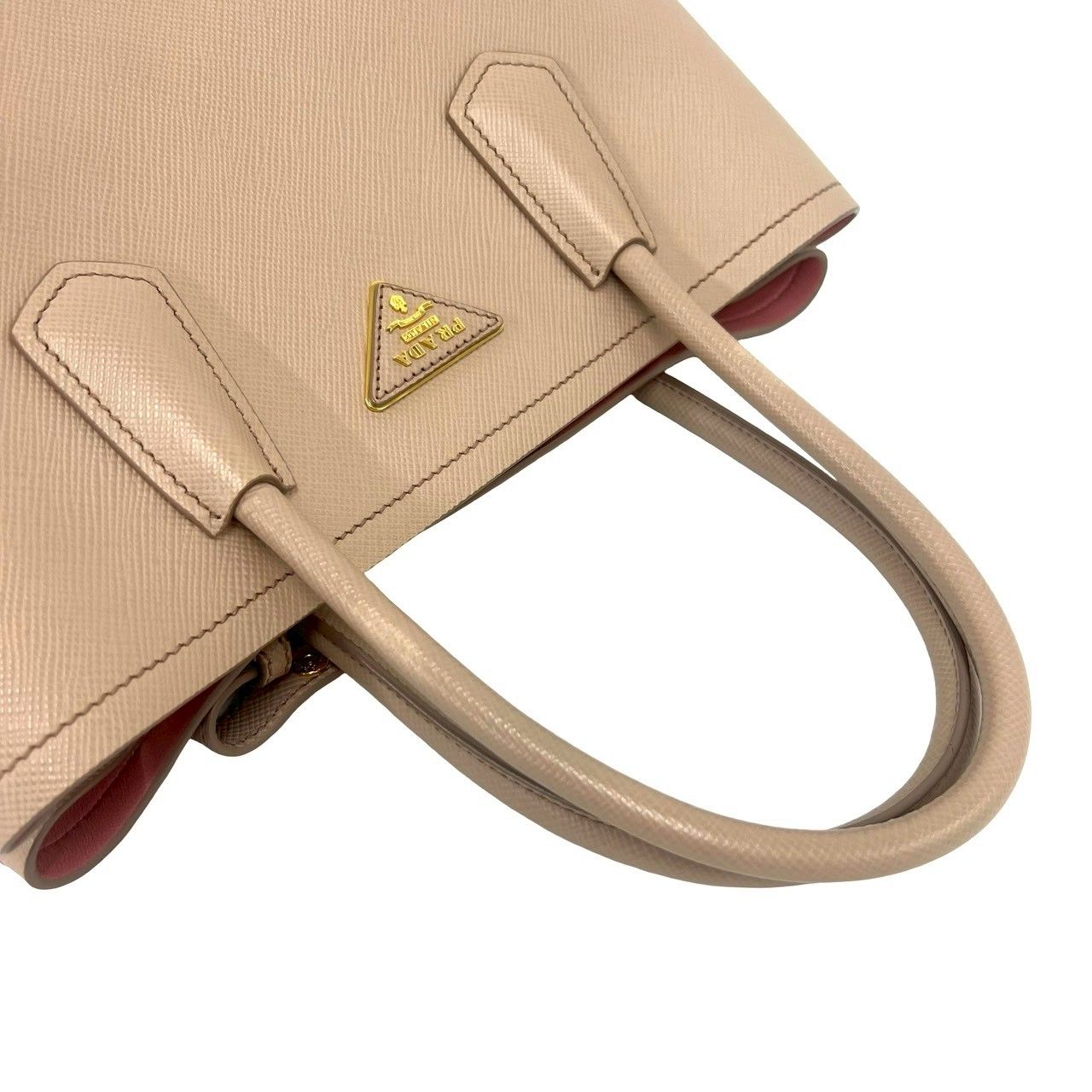 極 美品 PRADA プラダ 三角ロゴ 金具 サフィアーノ レザー 本革 2way 