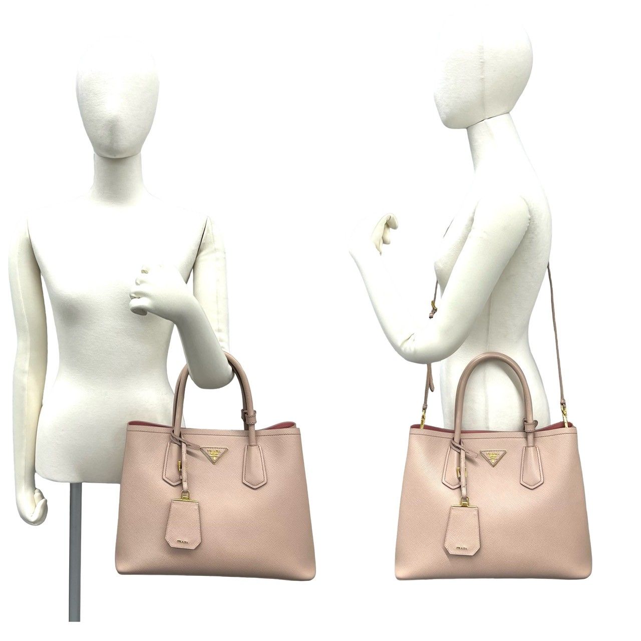 極 美品 PRADA プラダ 三角ロゴ 金具 サフィアーノ レザー 本革 2way 