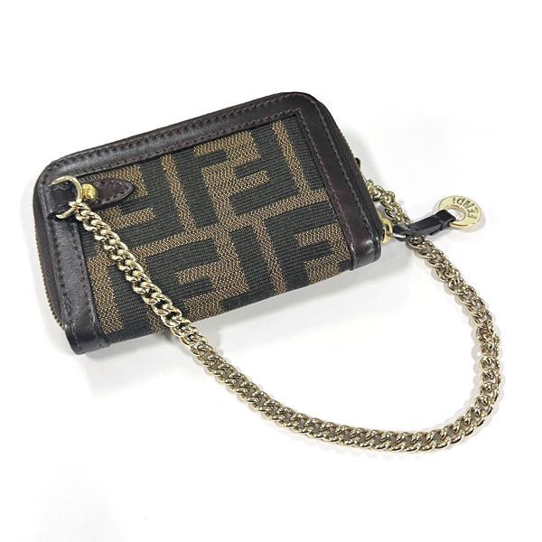 美品☆FENDI/フェンディ チェーン コインケース ズッカ柄 キャンバス 