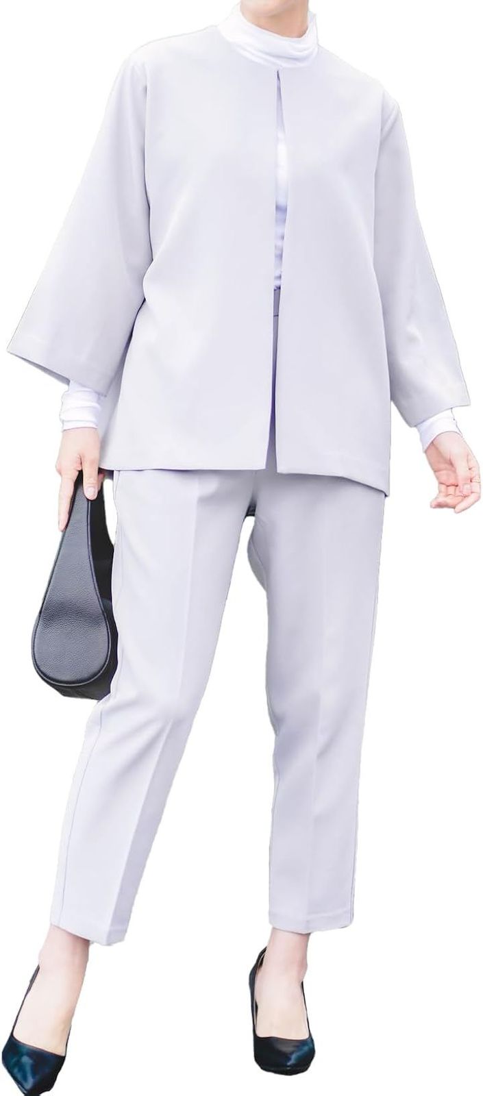MORE AUNI フォーマルスーツ レディース 入学式 卒業式 ママ 人気 40代 セレモニースーツ 30代 入卒 母親 入園 卒園 アンサンブル (グレー / J327015-16, M)