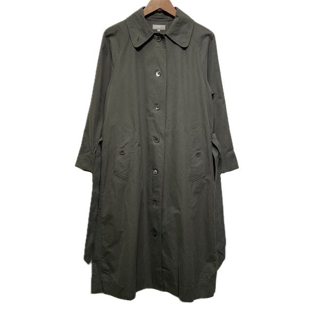 【中古】　MARGARET HOWELL　ステンカラーコート　長袖　ロング丈　ロングコート　アウター　無地　シングルボタン　ウエストヒモ　サイドポケット　日本製　古着　/2411
