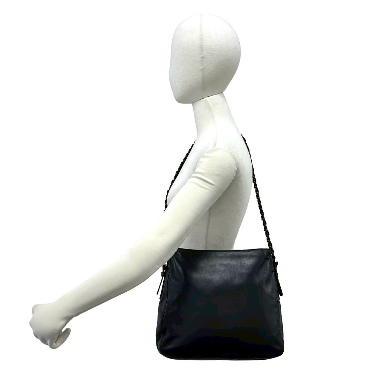 極 美品 PRADA プラダ ロゴ レザー 本革 チェーン ショルダーバッグ 