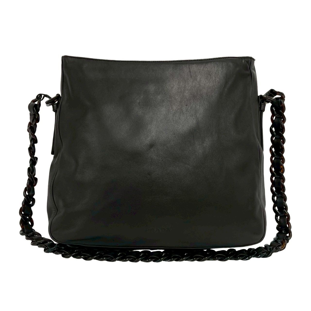 極 美品 PRADA プラダ ロゴ レザー 本革 チェーン ショルダーバッグ 