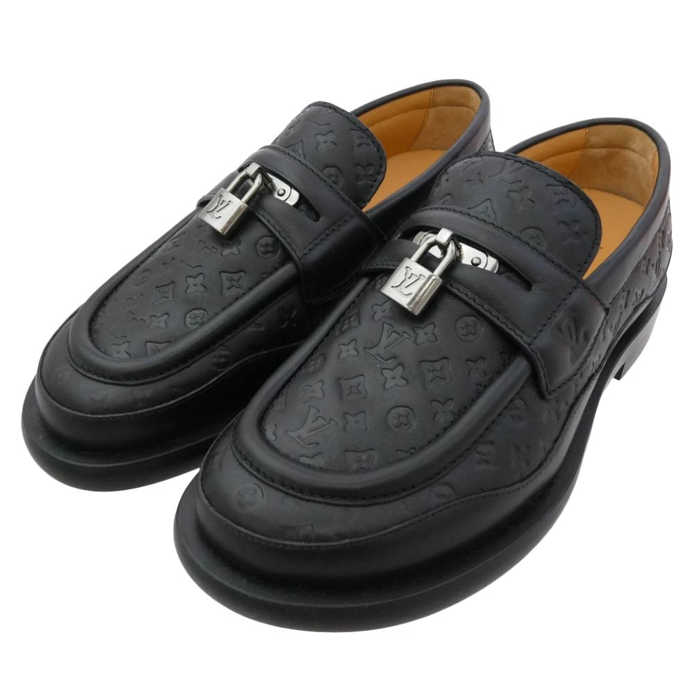 LOUIS VUITTON ルイ・ヴィトン FA0224 LVダンディーライン モノグラム レザー ローファー シューズ ブラック系 シルバー系 6.5【美品】【中古】
