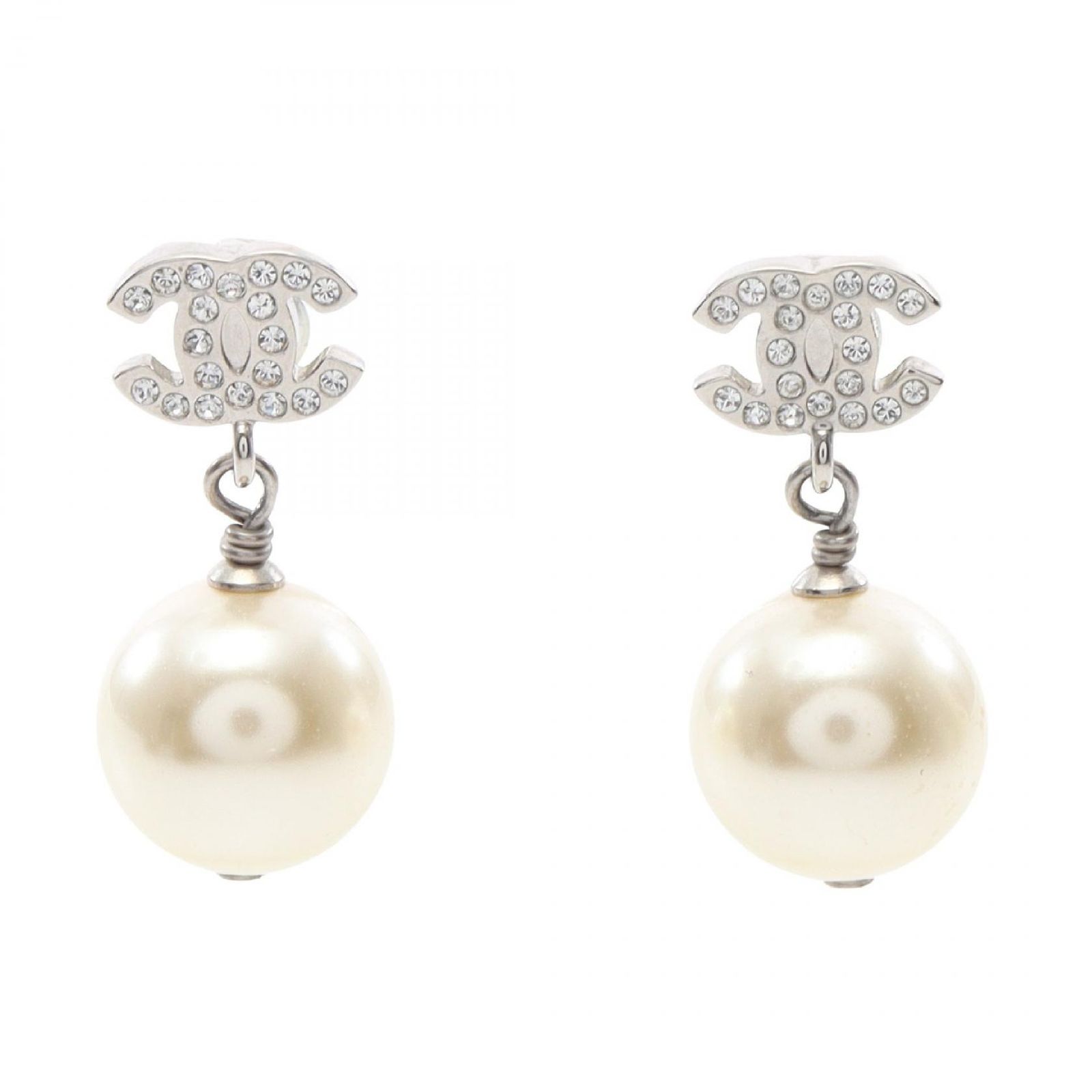 シャネル CHANEL ピアス ココマーク A36138 シルバー ステンレススチール ココマーク フェイクパール ピアス レディース Used A