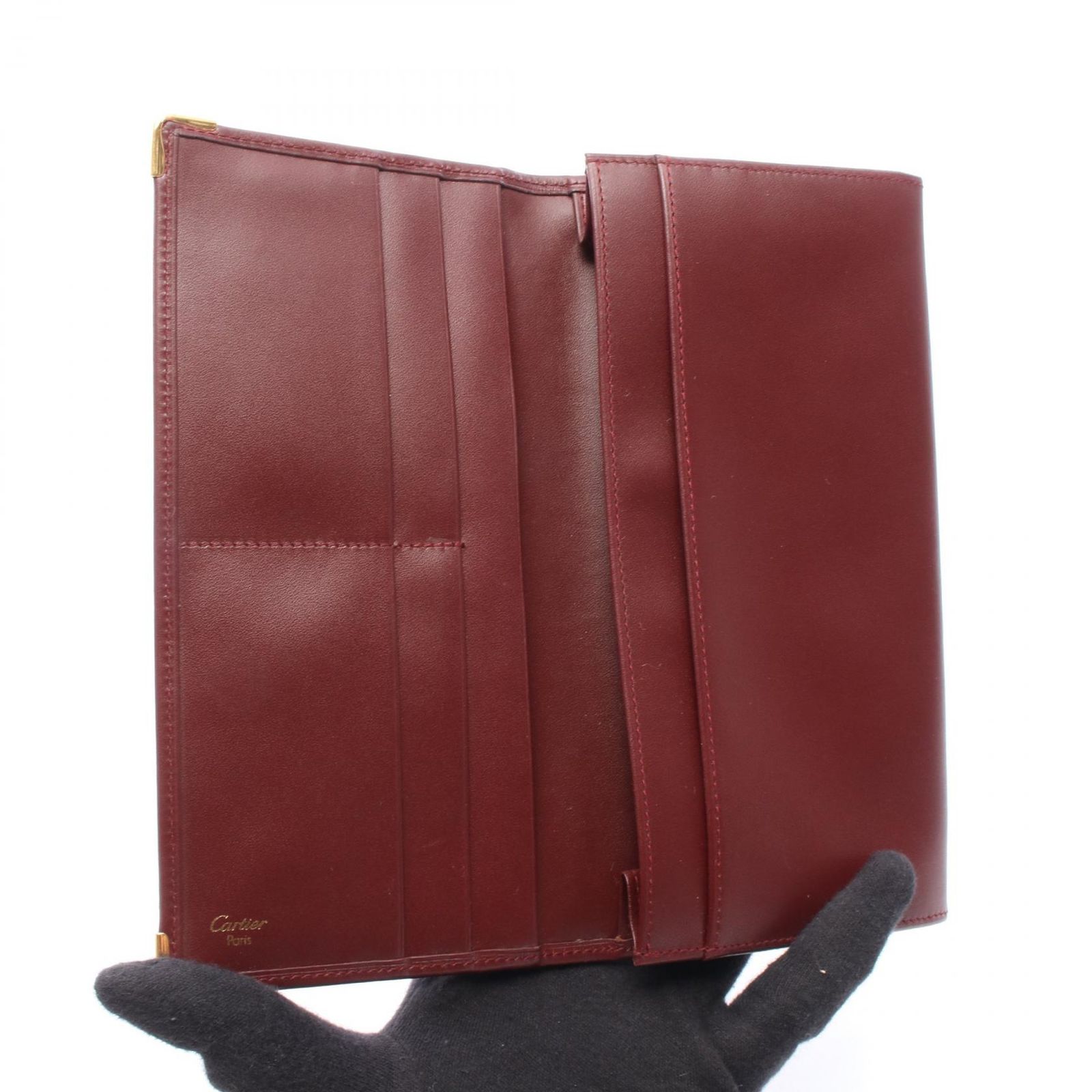 カルティエ CARTIER 二つ折り長財布 マストライン ボルドー レザー