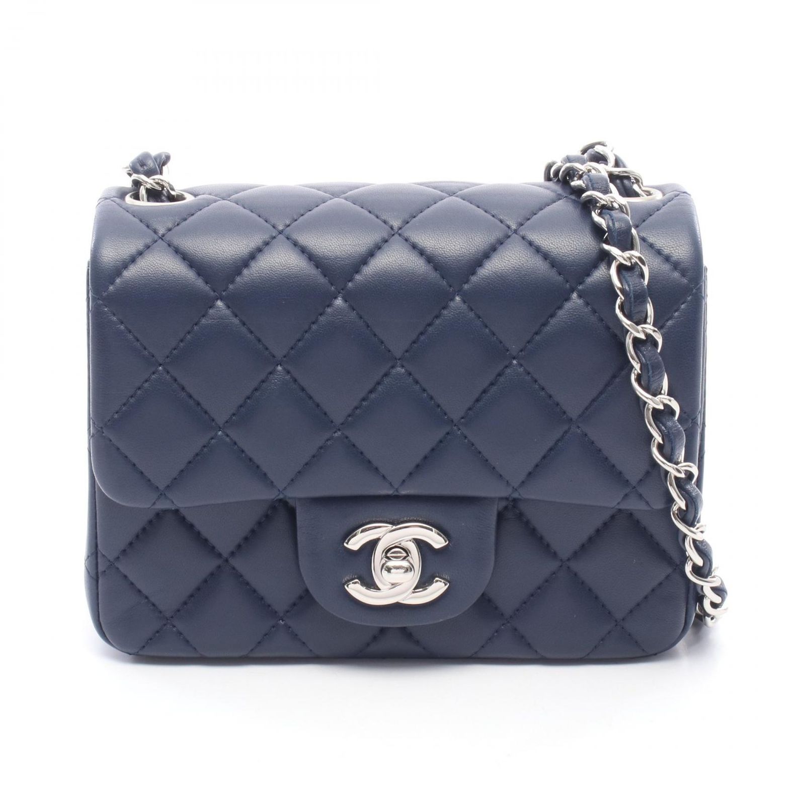 未使用級 シャネル ラムスキン マトラッセ ネイビー ショルダーバッグ シャネル CHANEL ショルダーバッグ ミニマトラッセ ネイビー