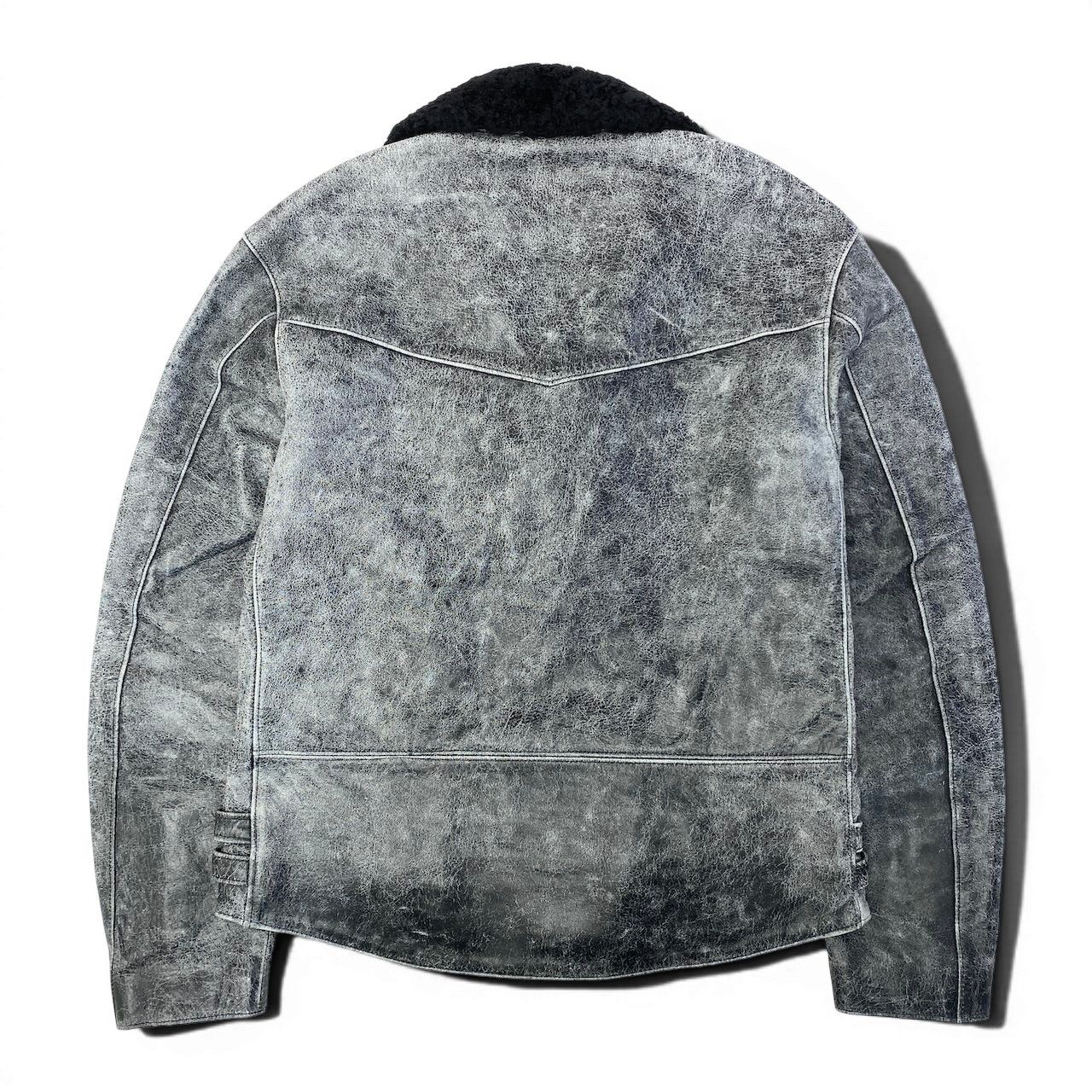 43e11 【美品】RAGS McGREGOR ラグスマックレガー 17AW ダブルライダースジャケット クラック加工レザー 直営店限定 211147605 Sサイズ グレー ブラック レザー メンズ 男性用u02t 43e11 【美品】RAGS McGREGOR ラグスマックレガー 17AW ダブル