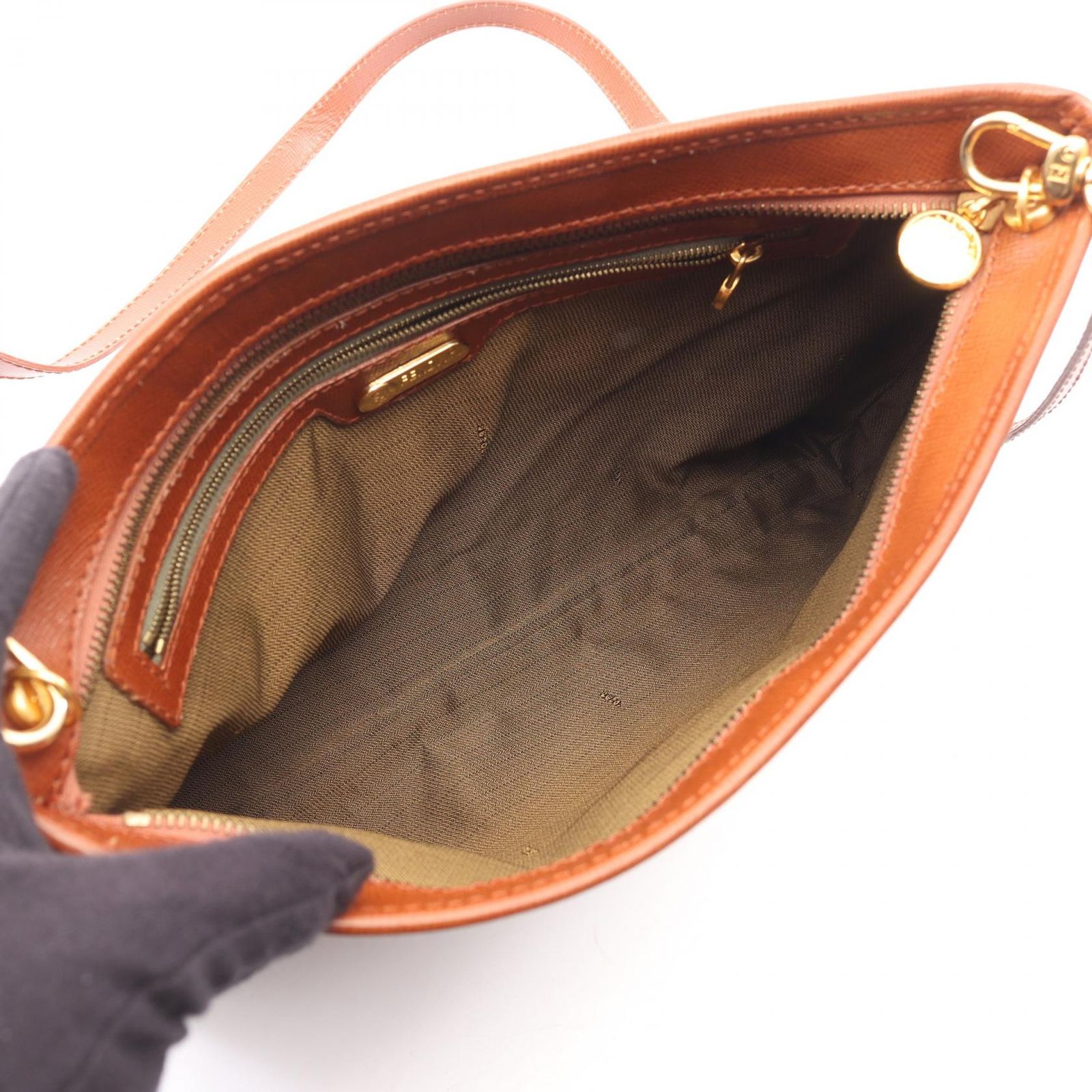 フェンディ FENDI ショルダーバッグ FFロゴ ベージュ キャンバス 