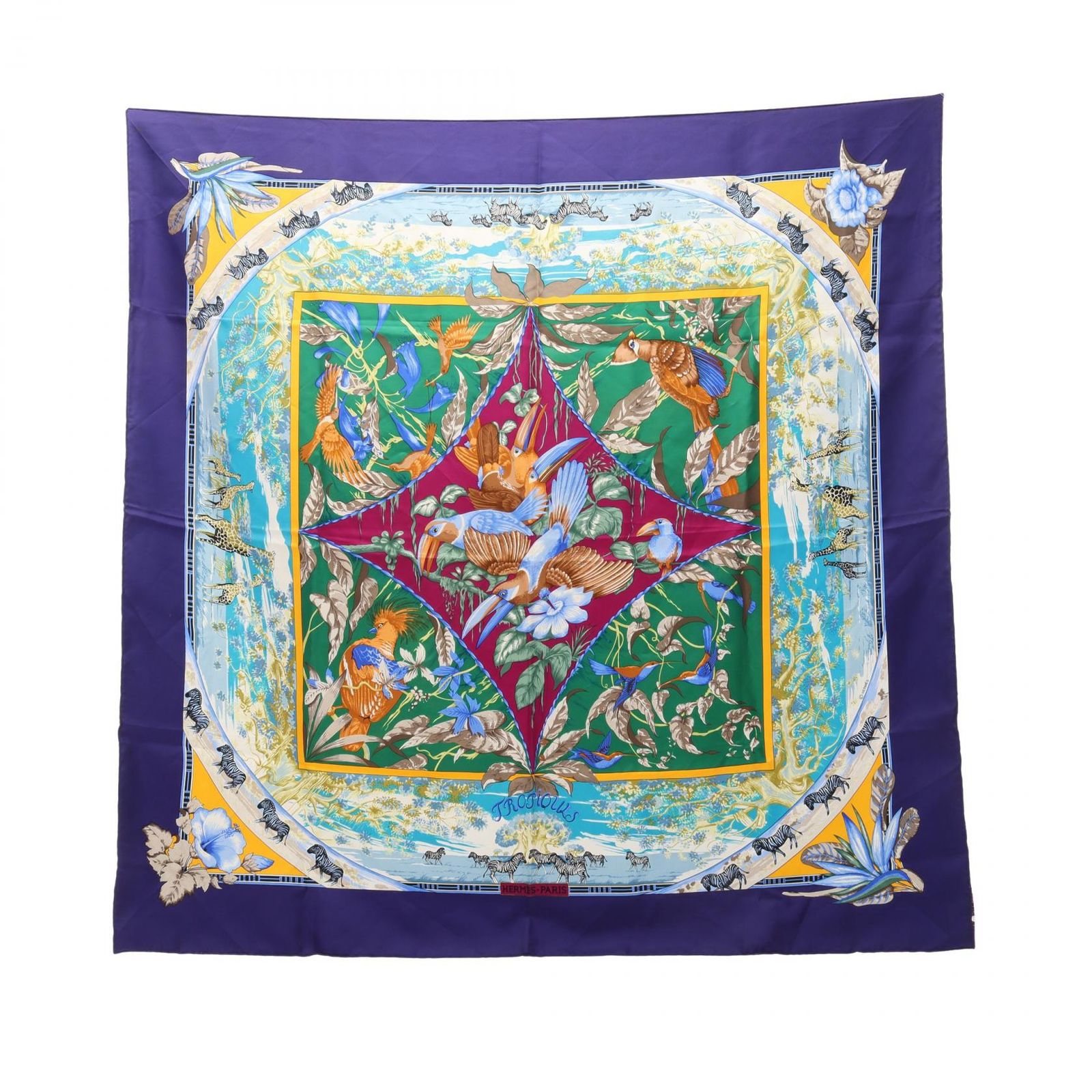 エルメス HERMES スカーフ カレ90 TROPIQUES シルク カレ90 レディース Used B
