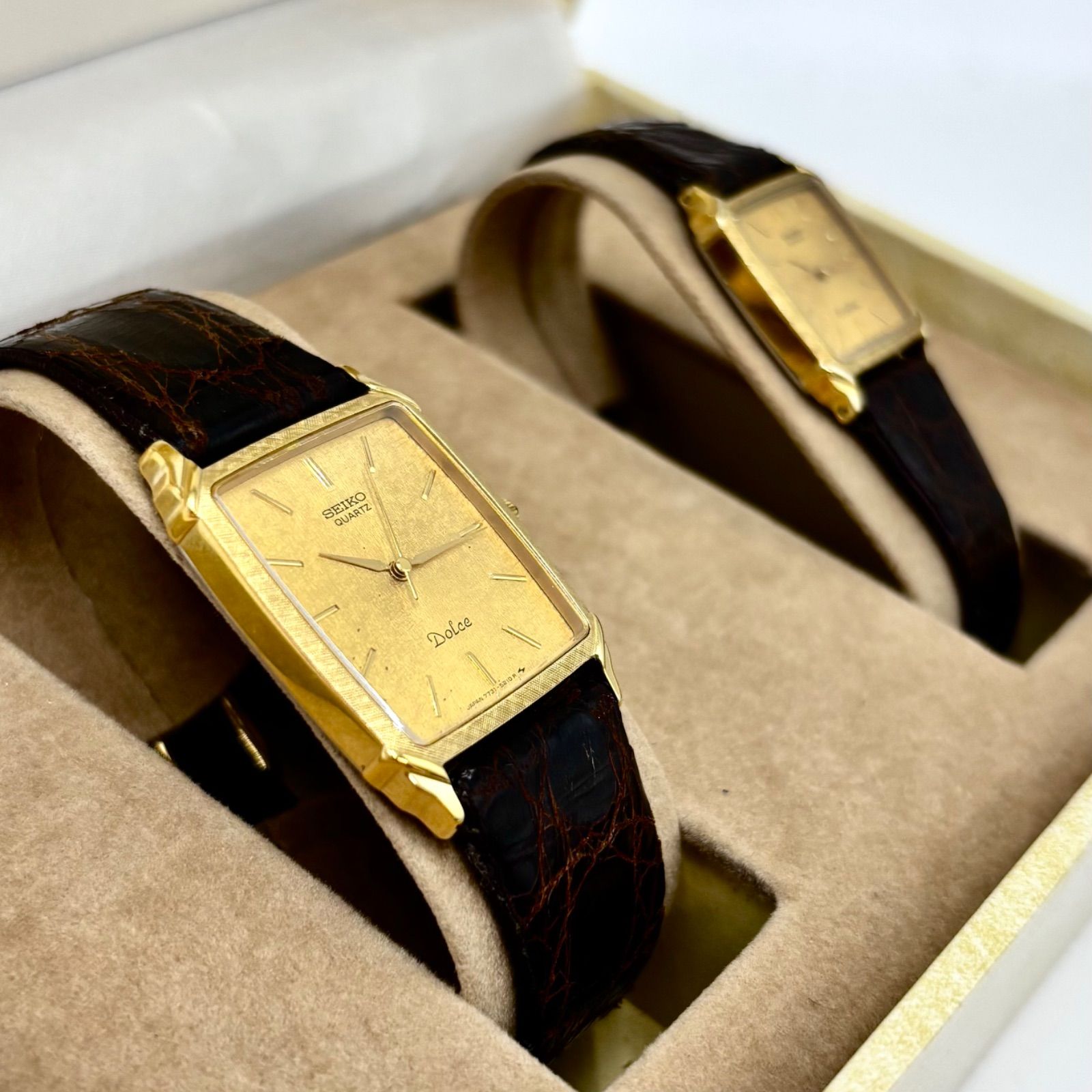 【稼働/K14/新品電池交換済】SEIKO/セイコー DOLCE＆EXCELINE/ドルチェ エクセリーヌ 腕時計 ペアウォッチ クォーツ ゴールド/金無垢 箱付き japan vintage
