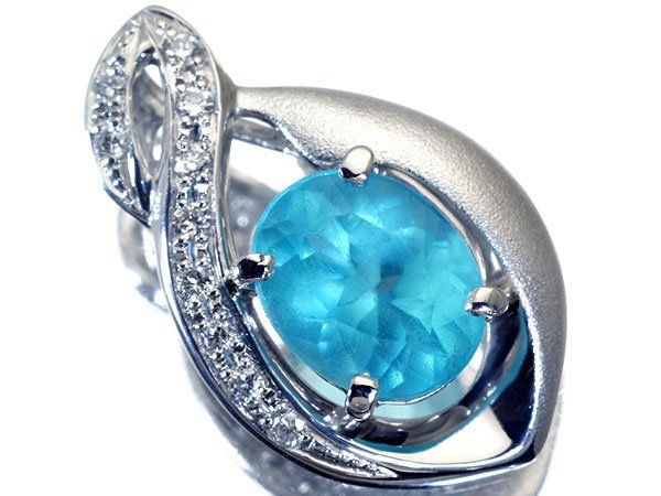 【ジュエリー極】爽やかな色合い!大粒良質天然アパタイト2.07ct&ダイヤ0.10ct 高級K18WGペンダントヘッド ソ付 h8441mv【送料無料】
