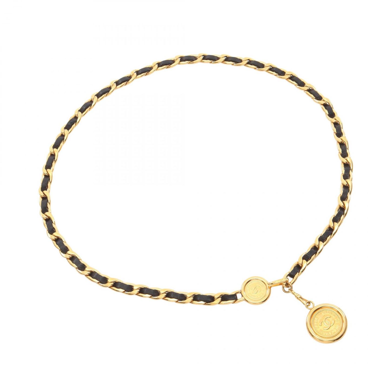 シャネル CHANEL ベルト ココマーク チェーン レザー チェーンベルト レディース Used A