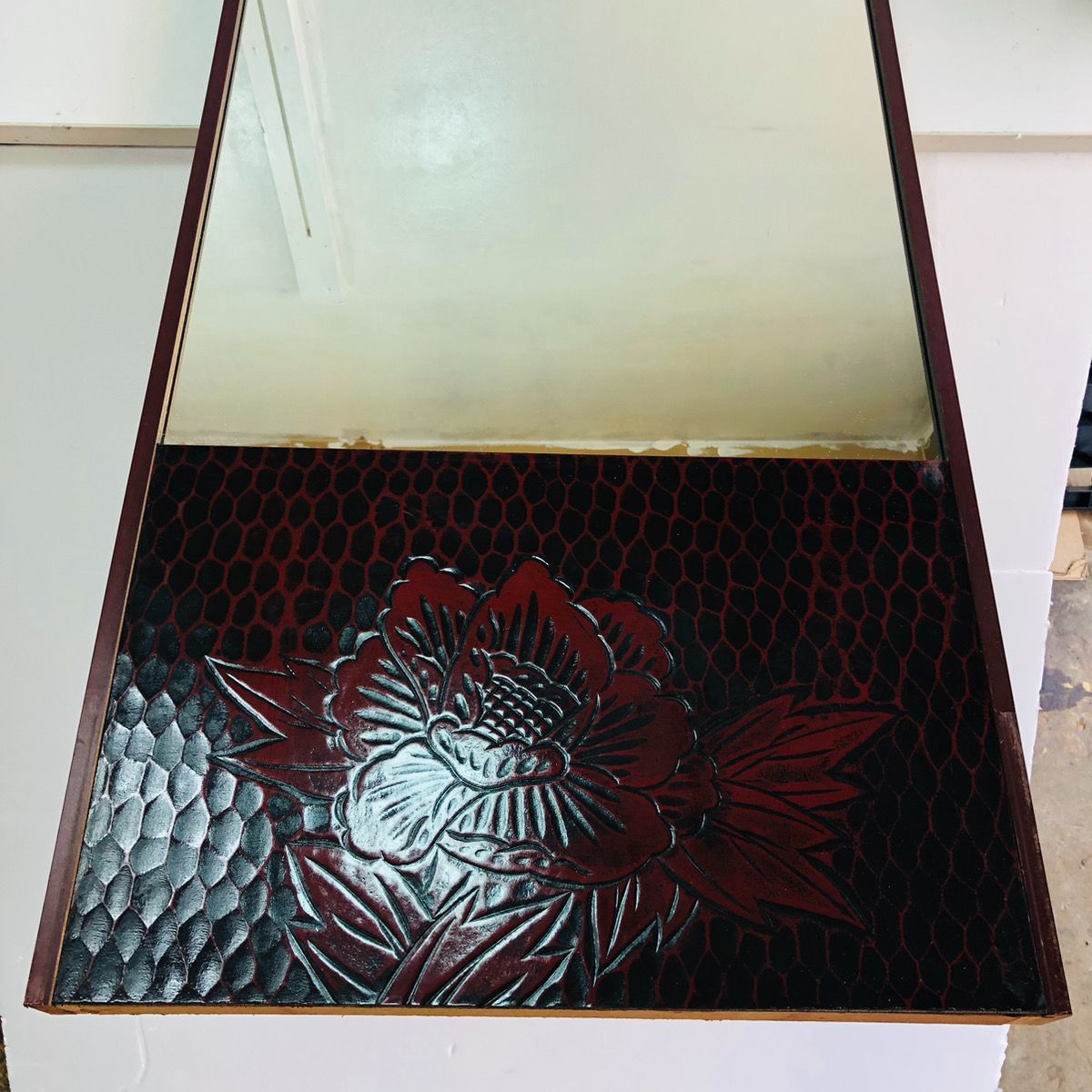花柄彫刻スタンドミラー　鎌倉彫 花柄彫刻スタンドミラー 鎌倉彫 【公式通販】