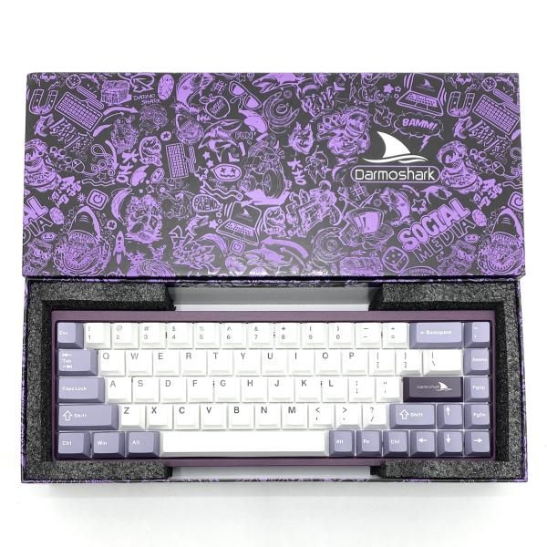 【中古】Darmoshark ゲーミングキーボード KT68 Pro US英語配列 グレーパープル[95]