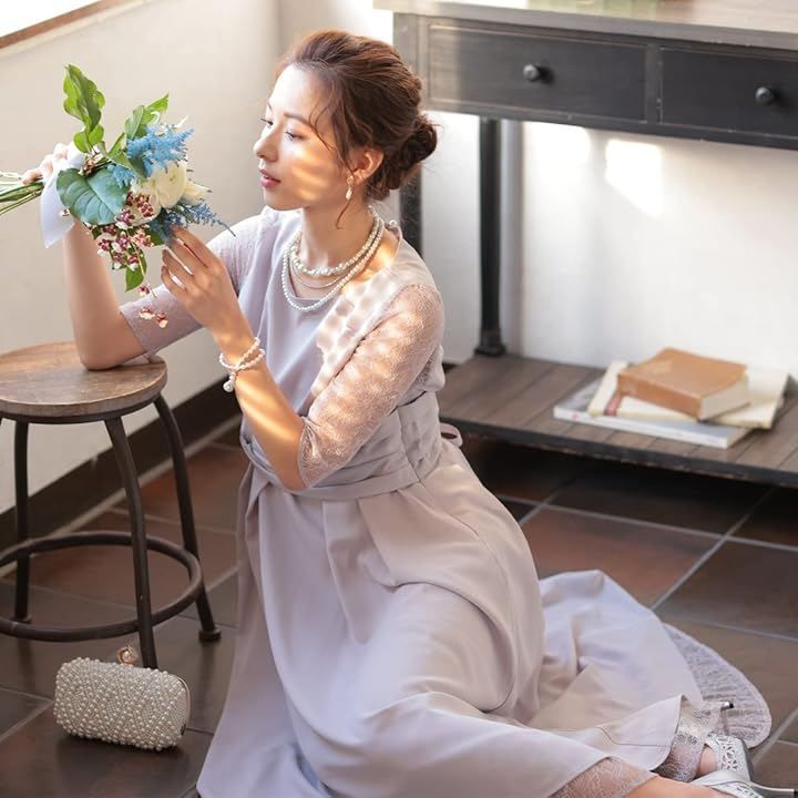 AUNI(アウニイ) パーティ ワンピース ドレス レディース ウエスト モチーフ ベルト 結婚式およばれワンピース パーティードレス オケージョン (ラベンダー / 320141, 3L) AUNI(アウニイ) パーティ ワンピース ドレス レディース ウエスト モチーフ ベルト 結婚式およばれワンピース パーティードレス オケージョン (ラベンダー / 320141, 3L)