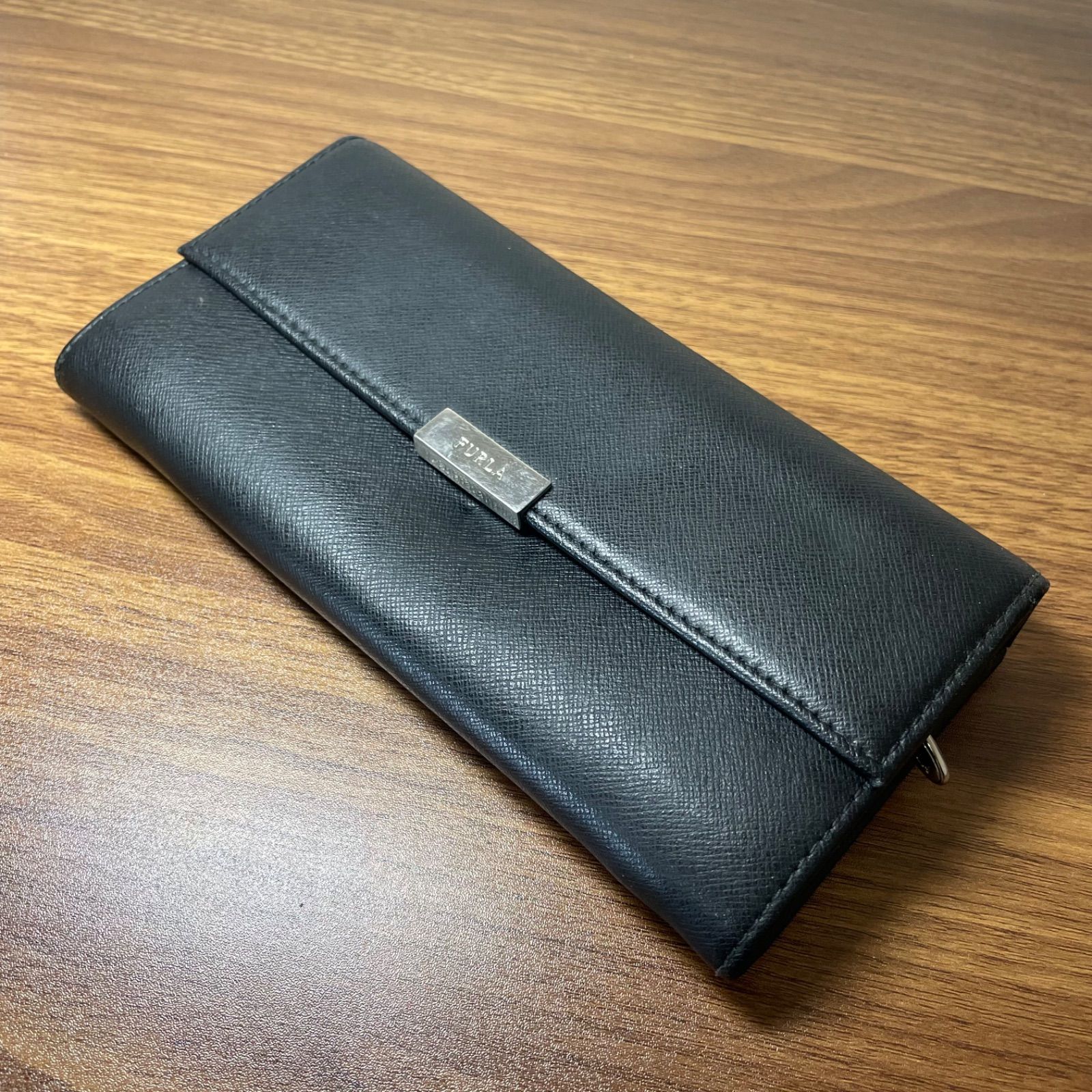 美品】FURLA フルラ 長財布 ブラック レザー 美品 ロングウォレット 黒