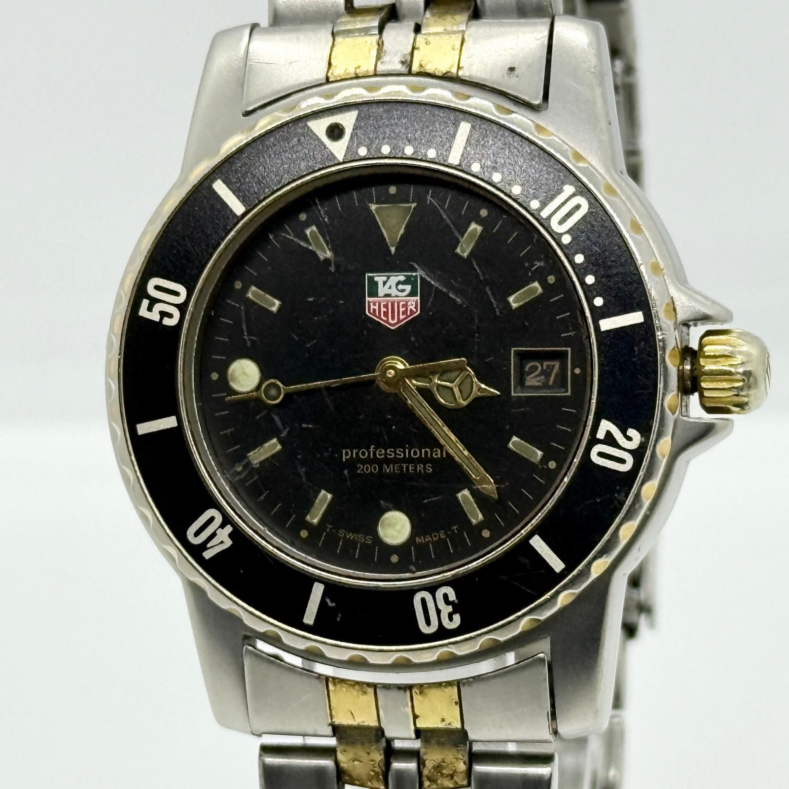 稼働 TAG Heuer 925.213 プロフェッショナル メンズ ブラック メンズ TAG HEUER タグホイヤー プロフェッショナル 200m 925.213G