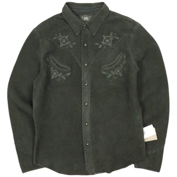 新品 RRL ダブルアールエル 26SS Embroidered Suede Western Shirt 
