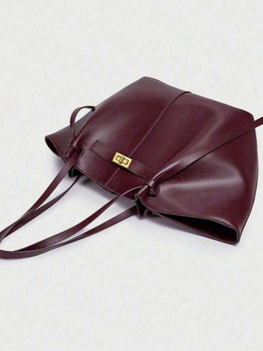 バッグ レディース トートバッグ ファッショナブルな大容量台形デザイン高級PUレザーレディースショルダーバッグ、デザイナーシックなロック式クロージャーハンドバッグ、高品質なアームホールバッグ バッグ レディース トートバッグ ファッショナブルな大容量台形デザイン高級PUレザーレディースショルダーバッグ、デザイナーシックなロック式クロージャーハンドバッグ、高品質なアームホールバッグ