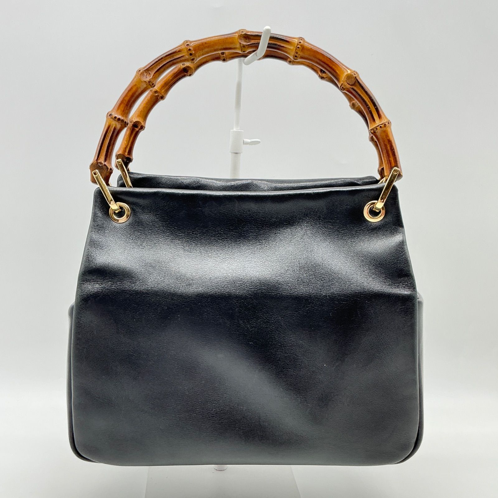 GUCCI グッチ ハンドバッグ バンブー 竹 レザー ブラック ゴールド金具 ヴィンテージ【中古】BCランク　2_290