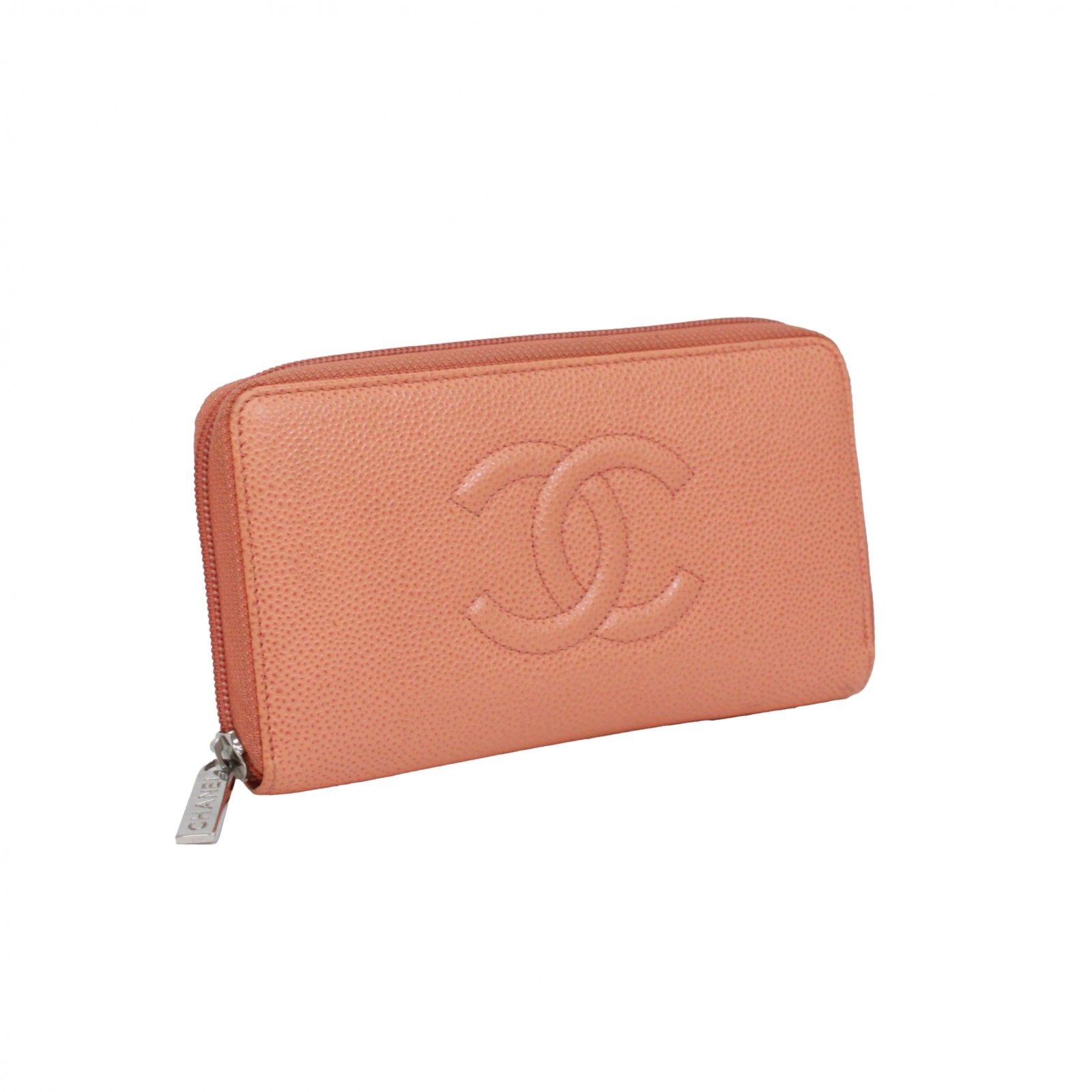 CHANEL シャネル ココマーク 長財布 レザー オレンジ【中古 