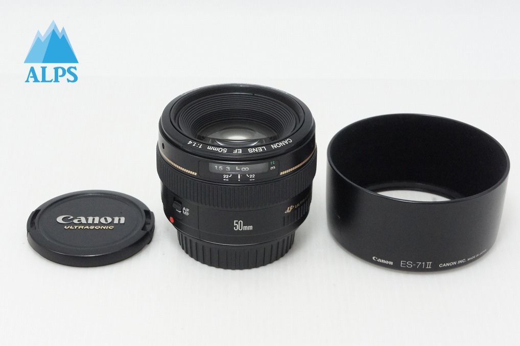 美品 Canon キヤノン EF 50mm F1.4 USM フルサイズ 単焦点レンズ フード付 260501o