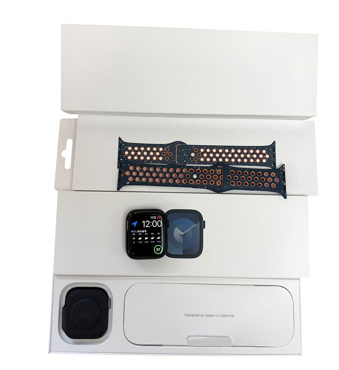 Apple Watch Series9 45mm MR9Q3J/A ミッドナイトアルミニウム GPS NIKEブルーフレーム スポーツバンド 中古良品