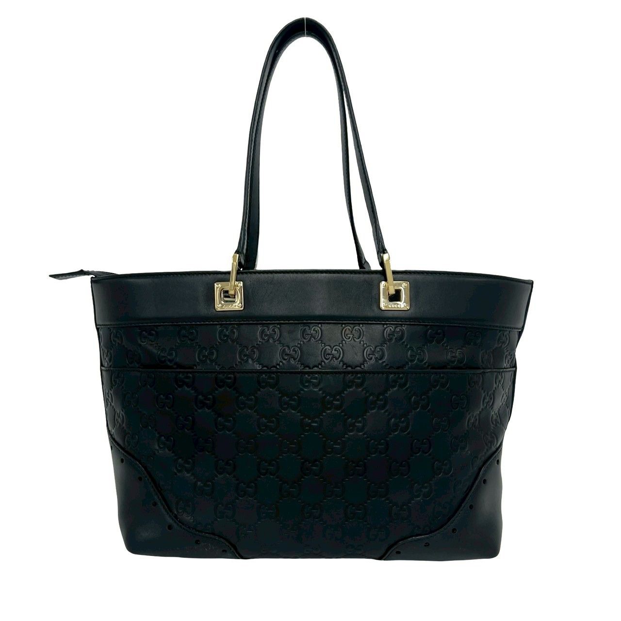 極 美品 GUCCI グッチ シマ GG 柄 ロゴ ゴールド 金具 レザー 本革 