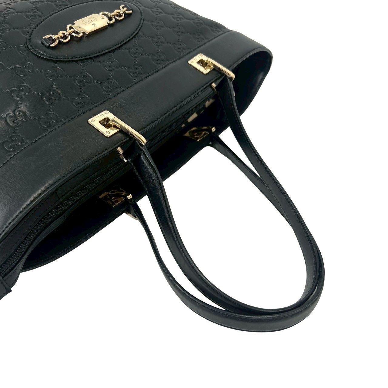 極 美品 GUCCI グッチ シマ GG 柄 ロゴ ゴールド 金具 レザー 本革