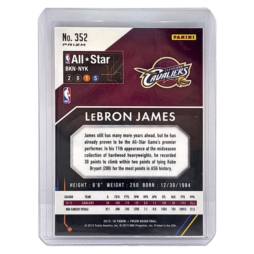 PANINI NBAカード PRIZM ALL-STAR TEAM LEBRON JAMES CAVALIERS #352 送料無料 中古 IT1 PANINI NBAカード PRIZM ALL-STAR TEAM LEBRON JAMES CAVALIERS #352 送料無料 中古 IT1